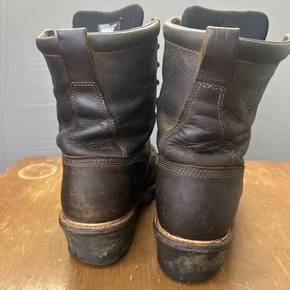 Red Wing 4420 Brown Leather Steel Toe Logger Max Waterproof Work Boots Mens 8 D